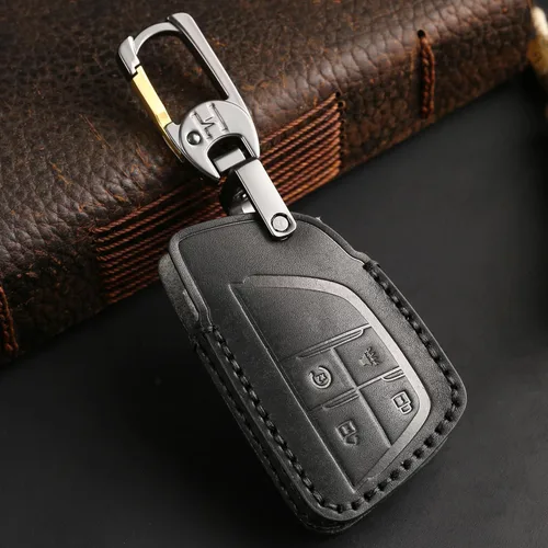 Vista 4 de Funda de llavero de cuero de 4 botones Hontumax para Chevy Tahoe Colorado Silverado Suburban Equinox Traverse, para GMC Yukon Sierra Acadia Canyon