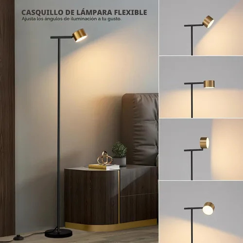 Vista 2 de Lámparas de pie para sala de estar, lámpara de lectura de pie de 3 temperaturas de color con cabezal flexible, moderna lámpara de pie alta