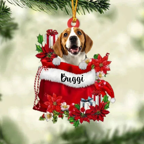 Vista 86 de Perro Akita Inu personalizado en bolsa de regalo, adorno de Navidad, nombre personalizado, regalo para amantes de los perros, familia, Navidad