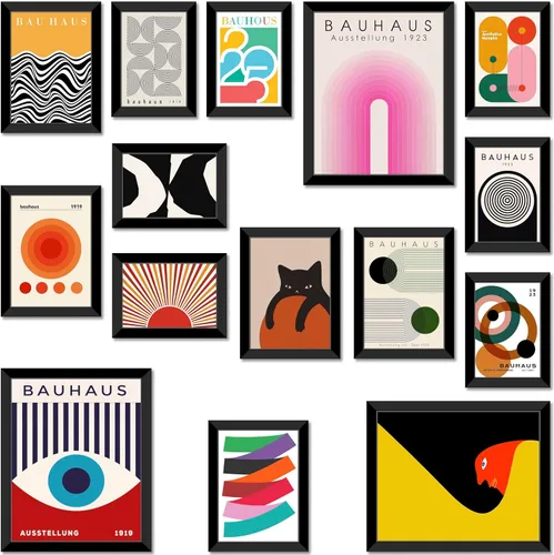 Vista 12 de MAZUKO 15 piezas de decoración de pared boho – Arte de pared moderno de mediados de siglo, pósteres boho, pósteres para la estética