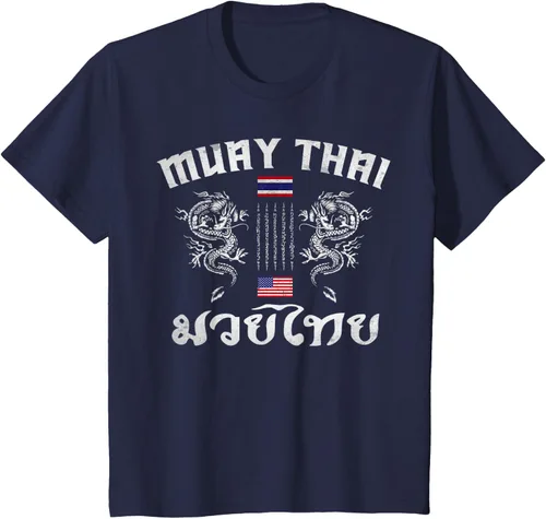 Vista 82 de Camiseta de equipo de entrenamiento de boxeo Muay Thai con bandera estadounidense de Tailandia, Negro, S