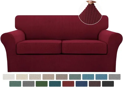 Vista 82 de Turquoize 2 fundas para sillas de sala de estar, funda de sofá con fundas de cojín individuales, funda de muebles para sillas (silla, beige biscotti)