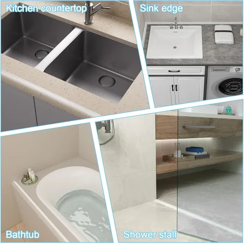 Vista 5 de Duzzy Protector de presas de agua para umbral de ducha, tira de sellado de goma de silicona para puerta de ducha (39 pulgadas, transparente)