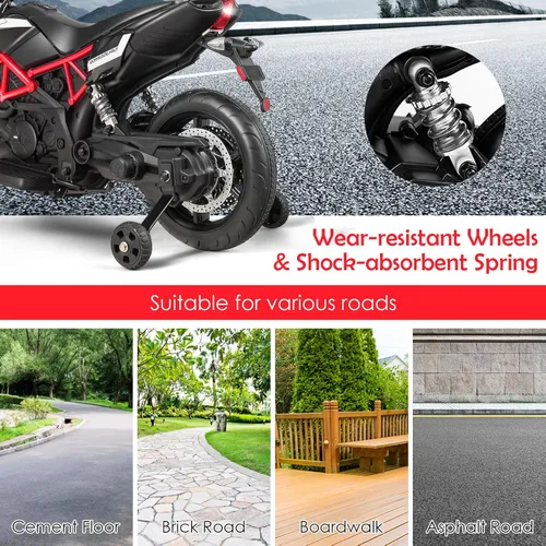 Vista 8 de OLAKIDS Aprilia - Motocicleta de 12 V para niños, motor eléctrico con licencia de Aprilia con ruedas de entrenamiento, suspensión de resorte