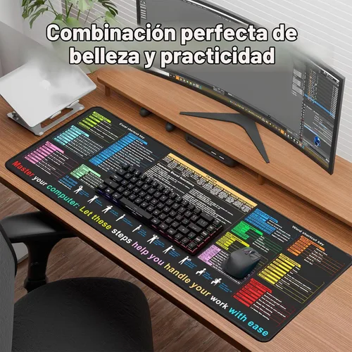 Vista 7 de Almohadilla de escritorio con hoja de referencia de Excel—Contiene 12 tipos de habilidades comunes en Excel y Word Tamaño grande XL