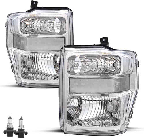Vista 7 de JSBOYAT Juego de focos delanteros de repuesto con bombillas para Ford F250 F350 F450 F550 Super Duty 2008-2010. Carcasa negra con reflector