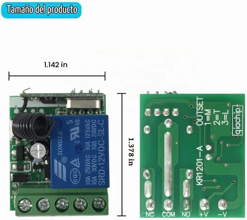 Vista 6 de QIACHIP Interruptor de control remoto inalámbrico universal de 433 MHz, CC 12 V, 1 canal, módulo receptor de relé, transmisor RF, palanca momentánea