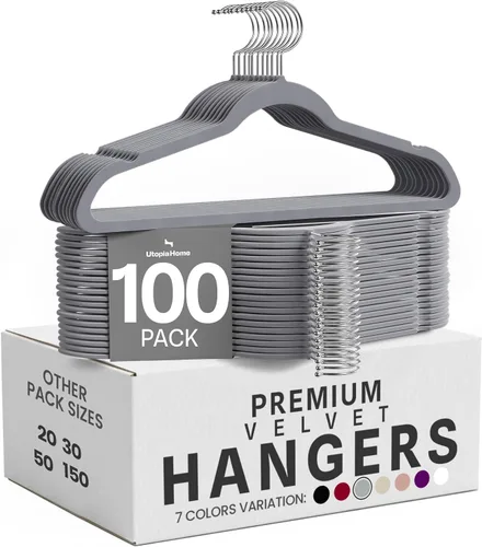 Vista 18 de Utopia Home - Perchas de terciopelo, color negro, paquete de 20 Luxury Non-Slip Slim Pant & Coat Hangers Strong Space-Saving Clothes Hangers