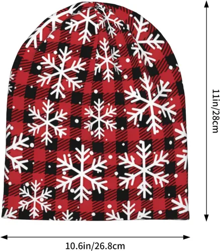 Vista 3 de Gorros de punto con temática navideña, diseño de copo de nieve, gorro elástico holgado para mujeres y hombres
