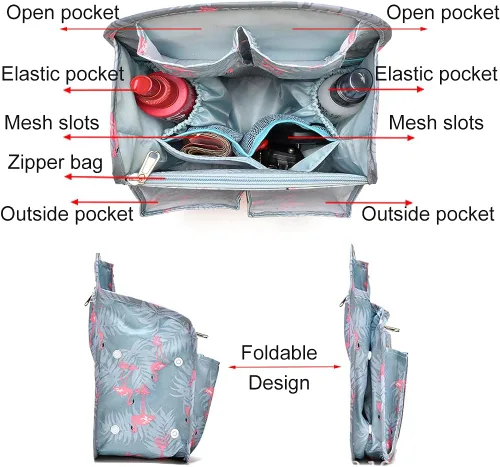 Vista 7 de HOYOFO Organizador de mochila pequeña, negro, 7.7 pulgadas de largo x 4.3 pulgadas de ancho x 10.6 pulgadas de alto, nailon impermeable, se adapta a