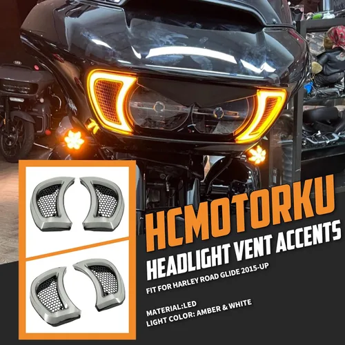 Vista 3 de Luces LED de ventilación para faros delanteros, luz de circulación para Harley Road Gilde FLTRX 2015-2023 (transparente)