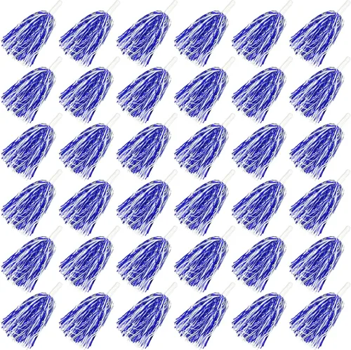Vista 10 de HAVAGDTM 36PCS Cheerleading Pom Poms Metallic Foil Plastic Pom Poms with Baton Handle for Game Sports Squads Dancing Party Football Basketball Club