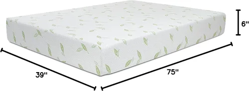 Vista 2 de NapQueen Individual, colchón de espuma viscoelástica de 6 pulgadas con té verde Anula, cama en caja, certificado CertiPUR-US