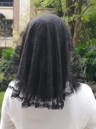 Vista 3 de Velo de mantilla de encaje floral Cubrimientos de cabeza para iglesia Latina Misa