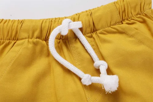 Vista 7 de HILEELANG Pantalones cortos chinos de verano para niños pequeños, de algodón, elásticos, con cordón, para uniforme escolar, 2