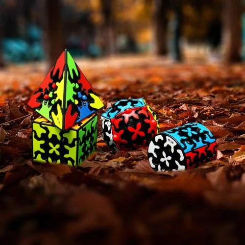 Vista 7 de Juego de cubos de velocidad de engranajes, cubo de rompecabezas de engranajes, cubo de Pyraminx, 3 x 3, engranaje cilíndrico y cubo de bola