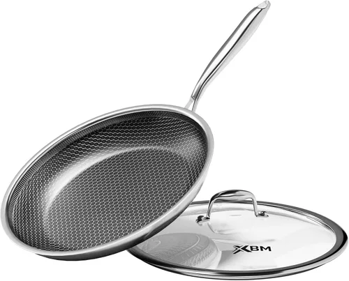 Vista 11 de Sartén antiadherente con tapa de 7 pulgadas, sartén de acero inoxidable duradera, compatible con placa de inducción, sin PFOA, a prueba de arañazos
