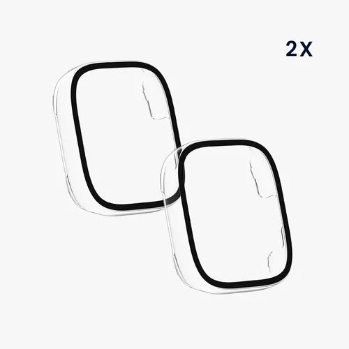 Vista 6 de kwmobile Funda compatible con Xiaomi Redmi Watch 3 Active/Redmi Watch 3 Lite Covers - Vidrio templado 2X con marco de plástico - Transparente