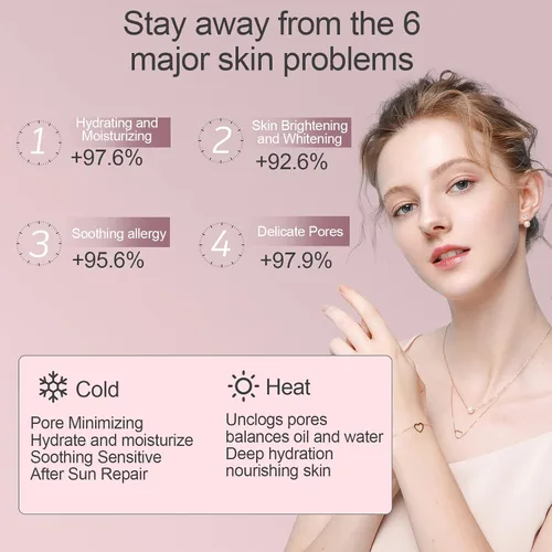 Vista 2 de Vaporizador facial - Vaporizador facial nano iónico con niebla fría, cálida y caliente, tanque de agua grande de 8.1 fl oz, humidificador de cara