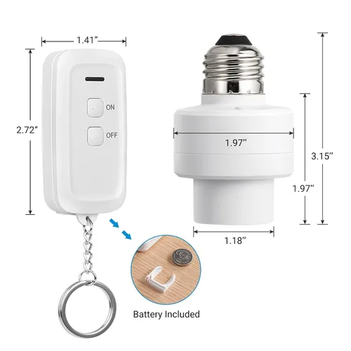 Vista 7 de DEWENWILS Enchufe de luz de control remoto, enchufe de bombilla de control remoto inalámbrico con interruptor para lámparas de cadena de tracción