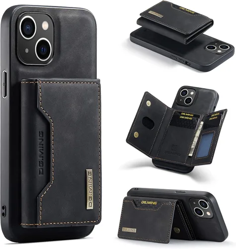 Vista 9 de ZCDAYE Funda tipo cartera para iPhone 11, iPhone 11 (6.1 pulgadas), piel marrón con tarjetero extraíble y función atril