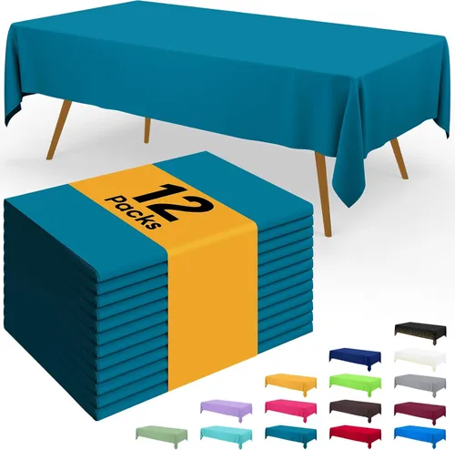 Vista 75 de Smiry - Juego de 6 manteles desechables, 54 x 78 pulgadas, manteles impermeables rectangulares para fiestas, cubierta de mesa de plástico