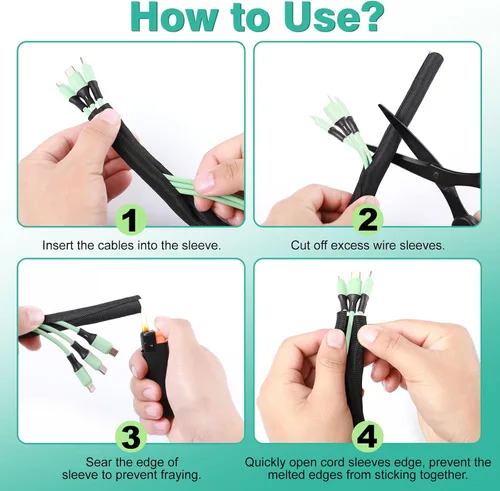 Vista 8 de UOMTFAI Protector de Cable para Perros y Gatos 3.05m - 1/2 pulgada, Funda Flexible para Cables para una Fácil Gestión de Cables, Protege los Cables