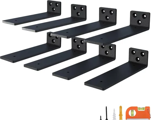 Vista 9 de NEODROP Paquete de 4 soportes de estante flotante de 6 pulgadas, soportes de estante ocultos de alta resistencia para estante pequeño, estante