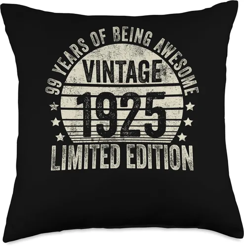 Vista 4 de Retro 99th Birthday Gifts Men Women Throw Pillow