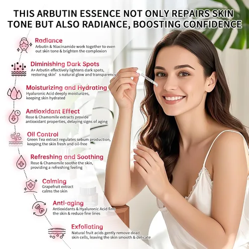 Vista 6 de Alpha Arbutin - Suero al 2% para manchas oscuras, cicatrices de acné, minimizador de poros, hidratación y eliminación de pigmentación, suero