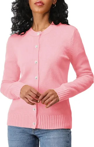 Vista 4 de OSABASA Women's Casual Slim Fit Cardigan Sweaters Long Sleeve Button Down Lightweight Waist Length