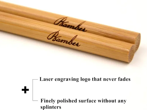 Vista 5 de Bamber Juego de 10 pares de palillos de bambú reutilizables, palillos de 10 pulgadas de largo, estilo japonés