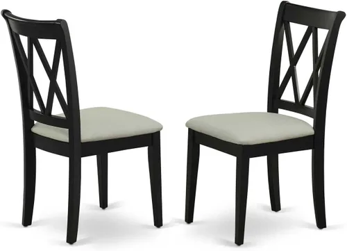 Vista 2 de East West Furniture ESBR3-BCH-17 - Juego de mesa de comedor de 3 piezas contiene una mesa de comedor redonda con pedestal y 2 sillas tapizadas