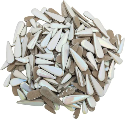 Vista 9 de Mosaico de cerámica de hojas de pétalos de gota de agua de 1.1 libras para manualidades, piezas de mosaico de cerámica en forma de lágrima
