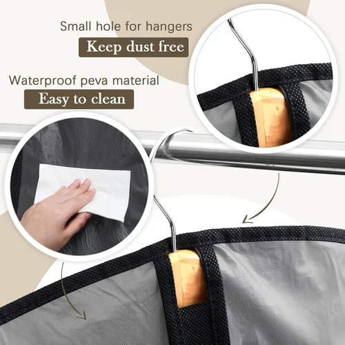 Vista 3 de Amylove 10 bolsas de traje de 24 x 40 pulgadas a granel para viajes y almacenamiento en el armario, bolsas de ropa para colgar ropa con cremallera