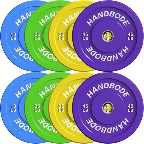 Vista 13 de HANDBODE Juego de discos de peso de 2 pulgadas de alto rebote, juego de discos olímpicos de 45/100/160/190/260/300 libras, juego de discos