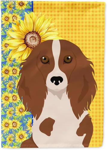 Vista 56 de Caroline's Treasures WDK5313GF Bandera de jardín con diseño de girasoles de verano, color negro y tostado, Airedale Terrier para buzón, bandera