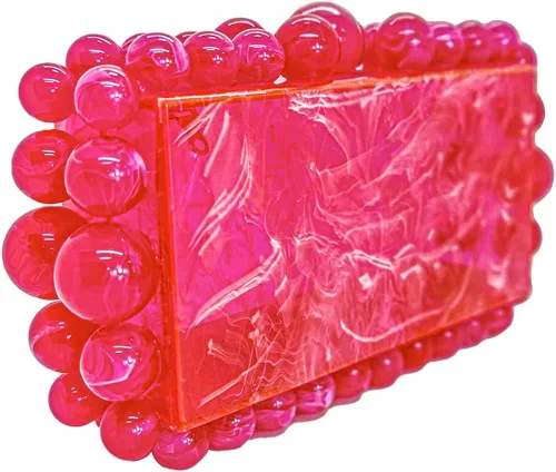 Vista 2 de CUXVA Bolso de mano de acrílico para mujer, bolso de mano de mármol con purpurina para boda, cóctel, fiesta, baile de graduación..