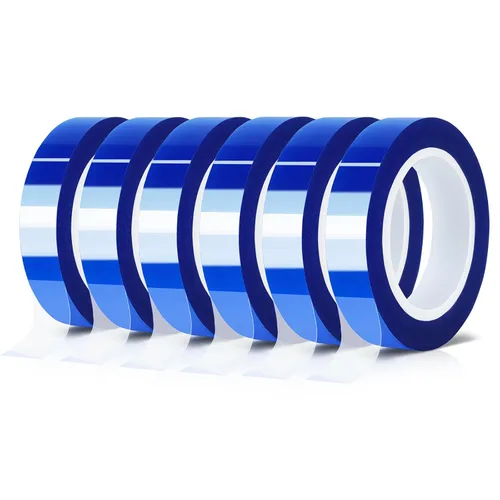 Vista 10 de MEBMIK 2 rollos de 10 mm x 16 m (52 pies) Cinta térmica azul de alta temperatura, cinta resistente al calor, cinta de transferencia de calor