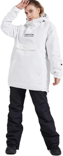 Vista 4 de Chaqueta anorak de esquí para mujer, impermeable, resistente al viento, cálido, para snowboard, abrigo de invierno con capucha