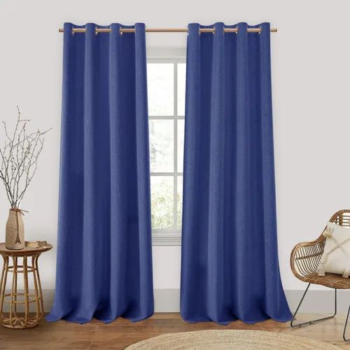 Vista 34 de HOMEIDEAS Cortinas 100% opacas beige de 63 pulgadas de largo, mezcla de lino con textura de oscurecimiento, cortinas con aislamiento térmico