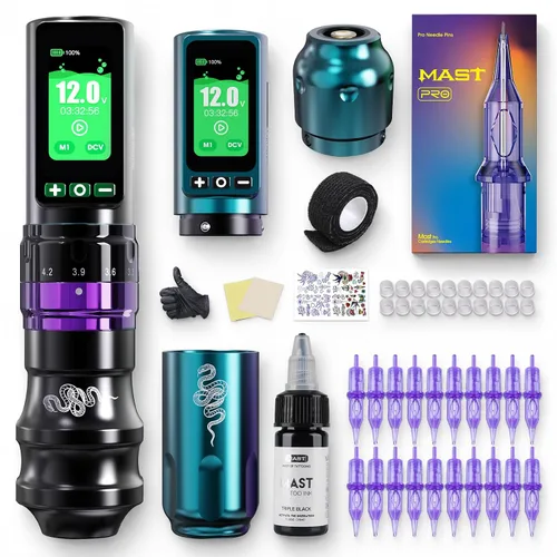 Vista 12 de Mast Tattoo Máquina de tatuaje plegable Pro inalámbrica Azul