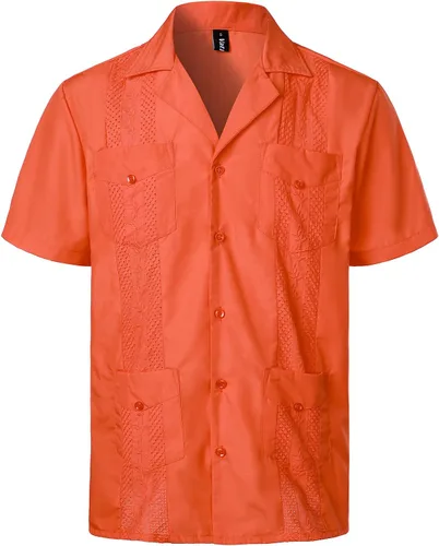 Vista 10 de VATPAVE - Camisas de manga corta con botones estilo guayabera cubana para hombre