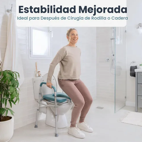 Vista 2 de PELEGON Asiento de inodoro elevado con asas (400 libras) – Silla de inodoro de altura y ancho ajustable con brazos, elevador de inodoro con asas