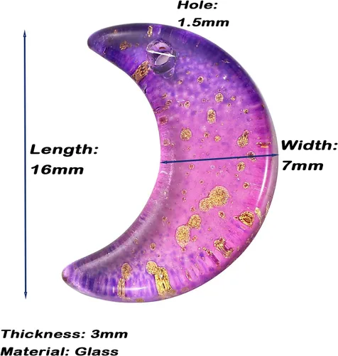 Vista 4 de LUBINGSHINE 100 colgantes de luna de cristal coloridos, dijes de lunas colgantes para hacer joyas y accesorios de manualidades (luna), Vidrio, No es