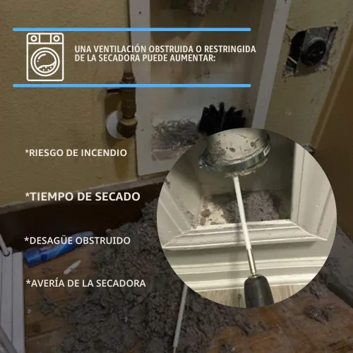 Vista 7 de Kit de limpieza de ventilación de secadora de 24 pies, sistema de bloqueo de botón cromado, kit de limpiador de ventilación de secadora