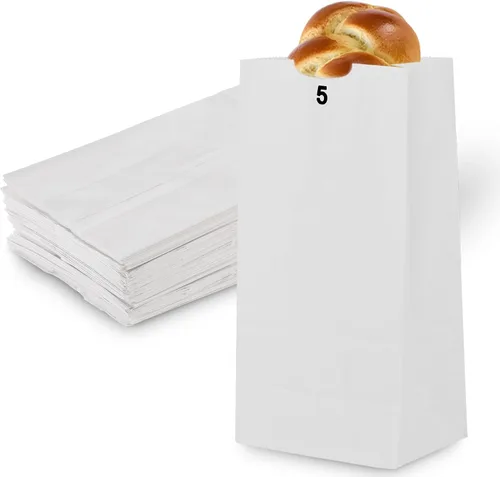 Vista 6 de MT Products Bolsas de papel marrón de 5 libras - Papel Kraft para panadería y comestibles - Paquete de 100