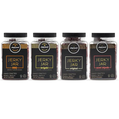 Vista 8 de Aufschnitt Meats - Tarro de carne seca de res alimentada con pasto, apto para Kosher y Keto, idea de regalo, tarro de 8 onzas, barbacoa