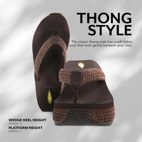 Vista 6 de VOLATILE Island Wedge Sandals for Women Featuring Slip-On Thong Platform Style with EVA Insole and Rubber Outsole