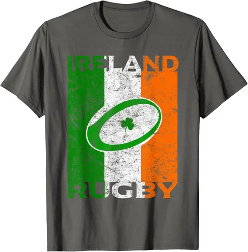 Vista 76 de Camiseta de rugby irlandés con la bandera de Irlanda, regalo vintage Negro